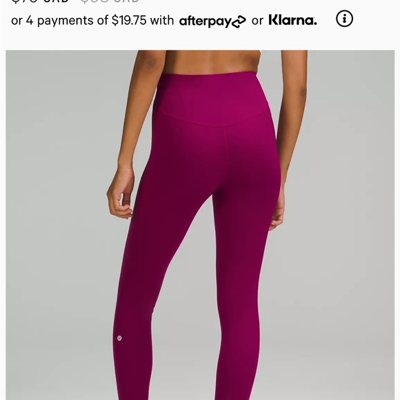 Base Pace High-Rise Running Tight 25". Magenta. Size 4 - Picture 3 of 7